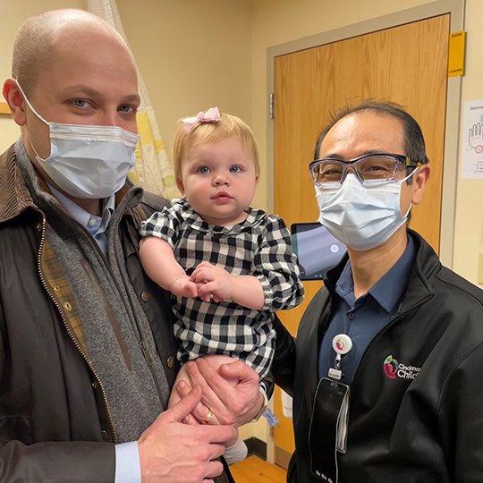 Chloe visits with Dr. Lim.