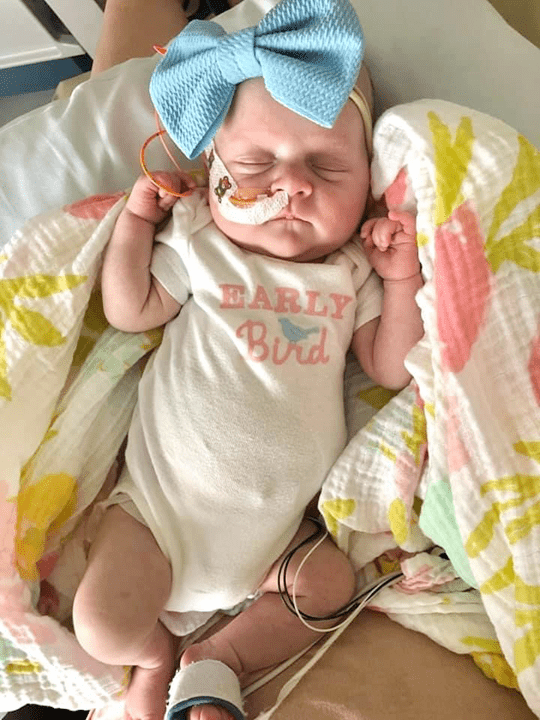 Everly recovering in the NICU.