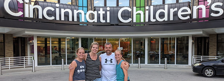 Family outside Cincinnati Children's.