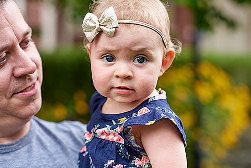 Brynn Schulte is treated for hemophilia at Cincinnati Children's; shown with her father, Michael Schulte.