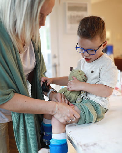 A photo of a Hemophilia and Blood Disorders Program patient receiving care.