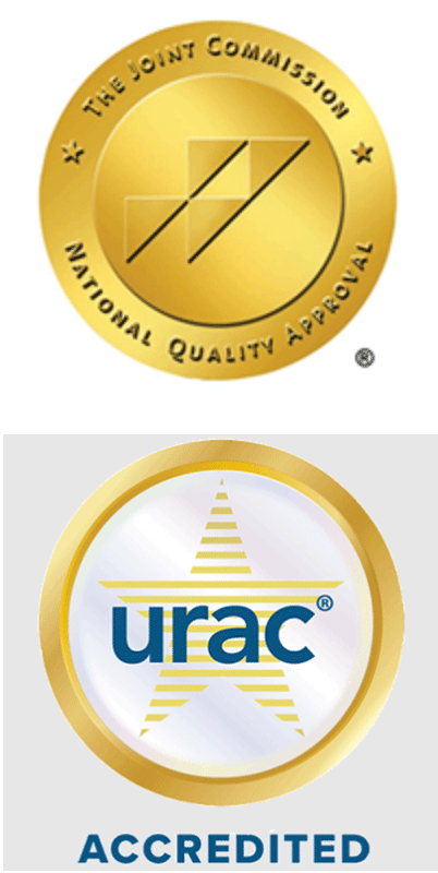 Joint Commission logo; URAC Accredited logo.