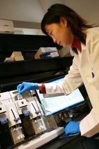 The care team works closely with technicians in the Molecular Genetics Laboratory.