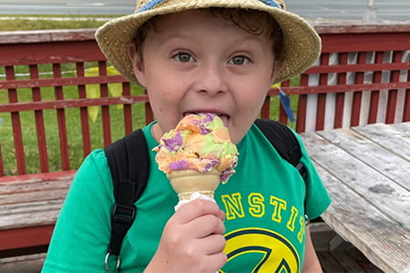Xavier eating ice cream.