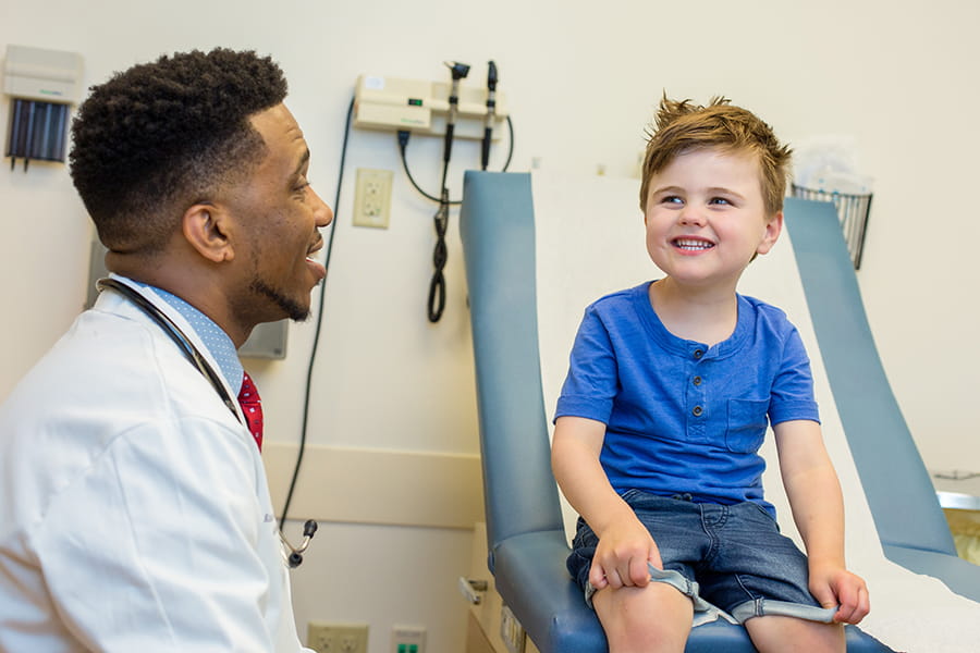 Male patient with doctor.