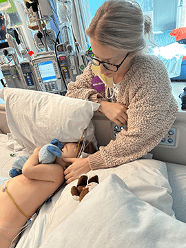 Katie and Jackson in hospital.