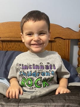 Peyton smiles after surgery.