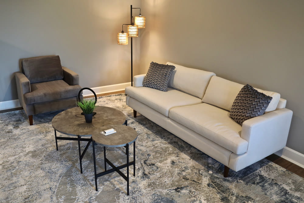 A living room in the Bold and Brave Kid’s Foundation's extended stay apartments.