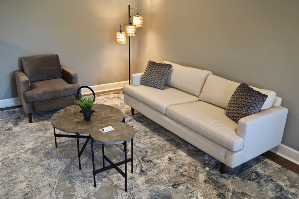 A living room in the Bold and Brave Kid’s Foundation's extended stay apartments.