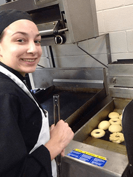 Claire at culinary school.