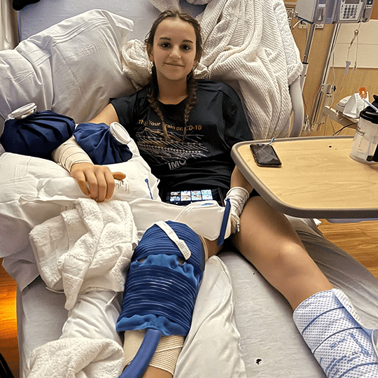 Leighton recovers from surgery.