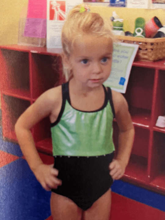 Rachel as a beginning gymnast.