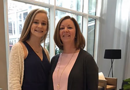 Claire with her mom.