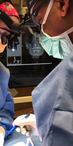 Close-up view of Damien's surgery. 
