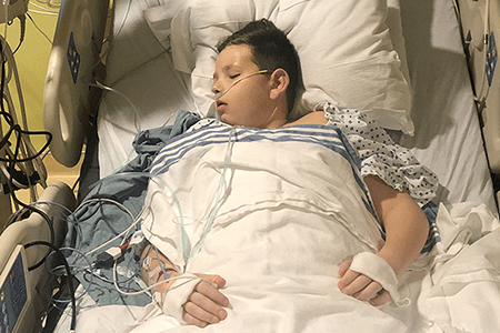 Damien in the hospital.