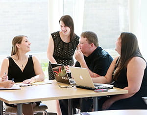 Group of people talking.