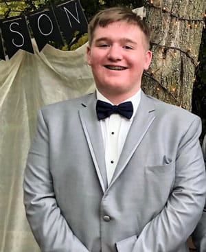 Toby all dressed up. 