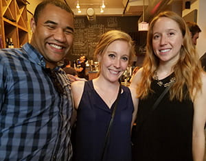 Colin Orr and his wife, Samantha Uhl, chat with Anna Vernardos.