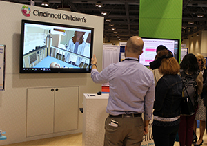 Visitors to the Cincinnati Children’s booth got a first-hand look at some of our virtual reality training.
