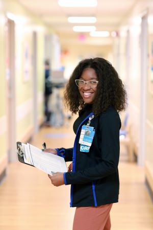 Smiling healthcare professional.