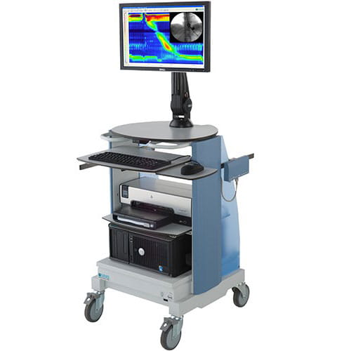 A portable manometry cart and computer are used during a colonic manometry, a test to see how well your child's colon works.